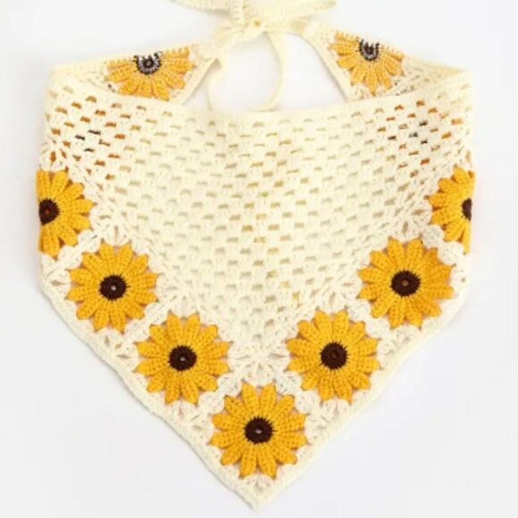 Hippie Headband Bandana Sunflower Hand Tie Homemade Colorful Kerchief - Picture 1 of 2